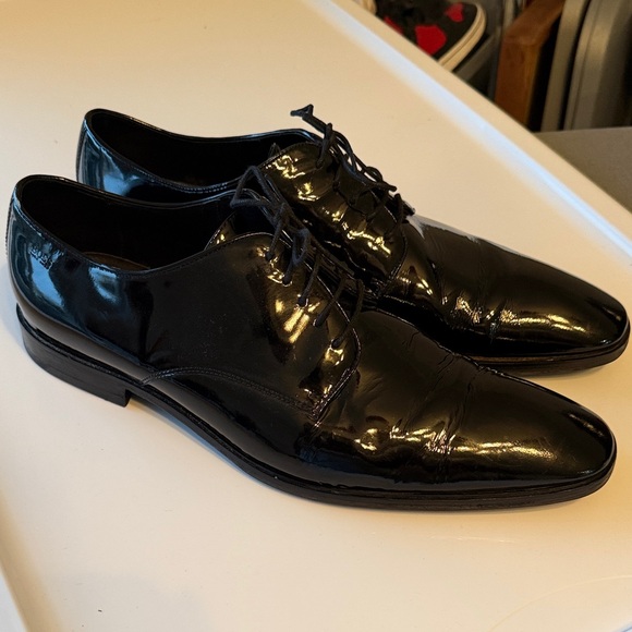 Hugo Boss formal oxford lace up patent leather tuxedo wedding shoes formal wear main image 7